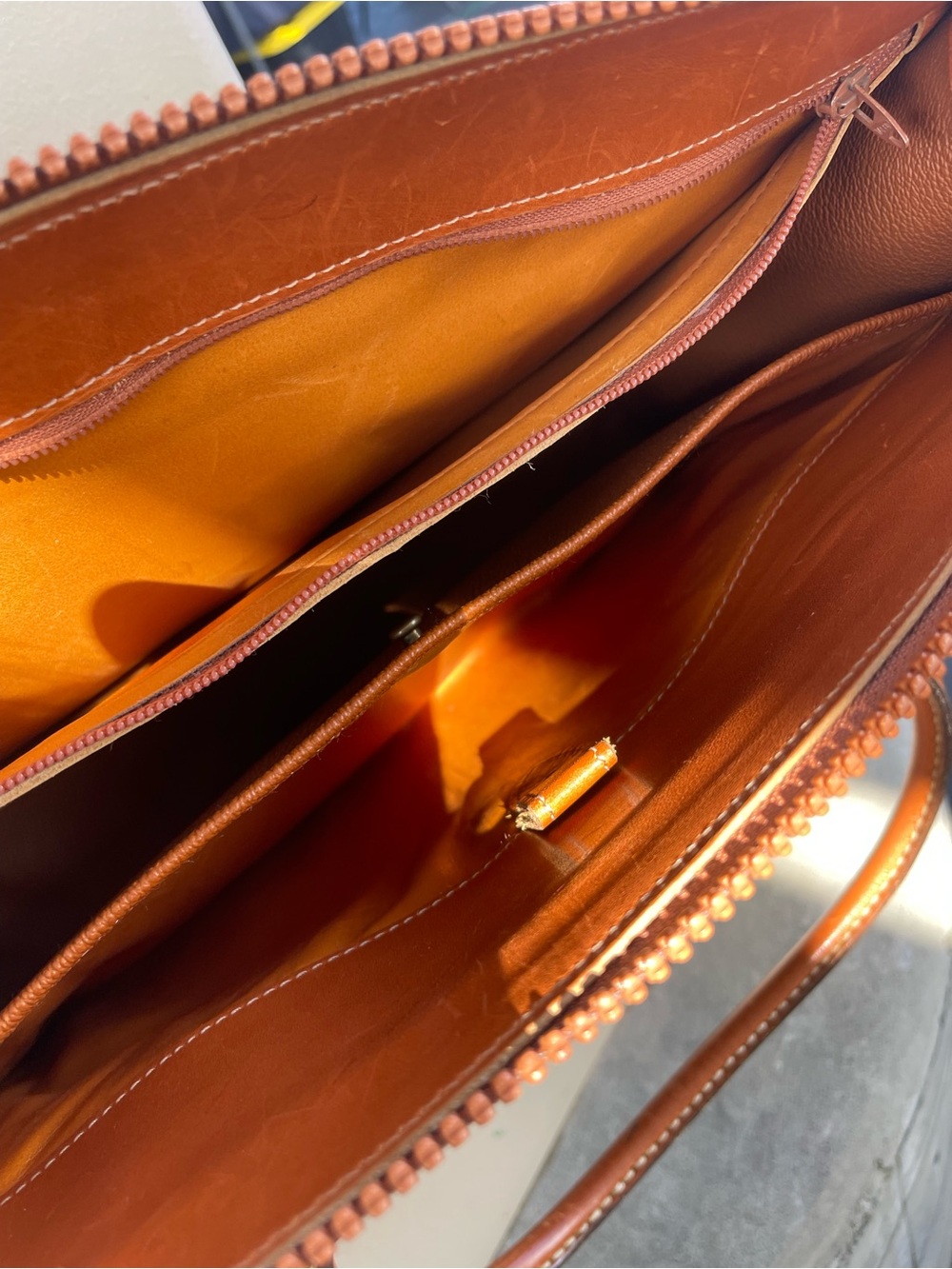 DOONEY & BOURKE Tan Pebble Leather Satchel with Gold Hardware - Picture 6 of 12